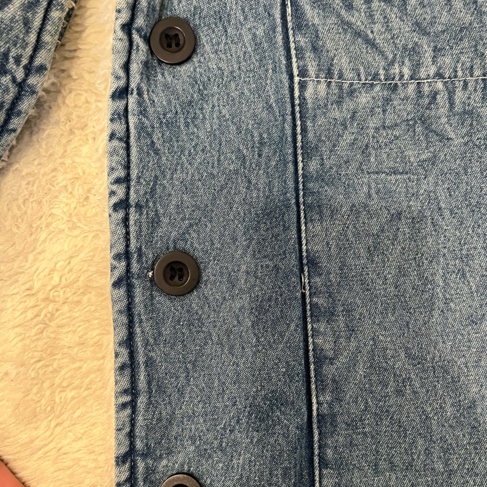 Rolla’s Denim Chambray Blue Sherpa Jacket | Size XS / 6 - Picture 3 of 6